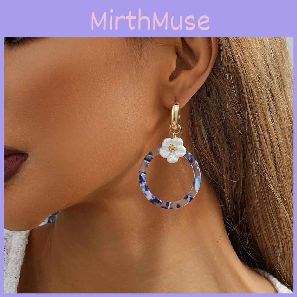 New Trend Alloy Flower Circle Earrings Elegant Geometric Clip-on For Women