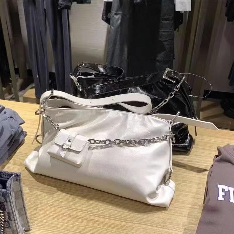 Yogodlns Fashion Women's Trend Fashion Large Capacity Silver Soft PU Leather Underarm Bag Commute Hobo Shoulder Bags