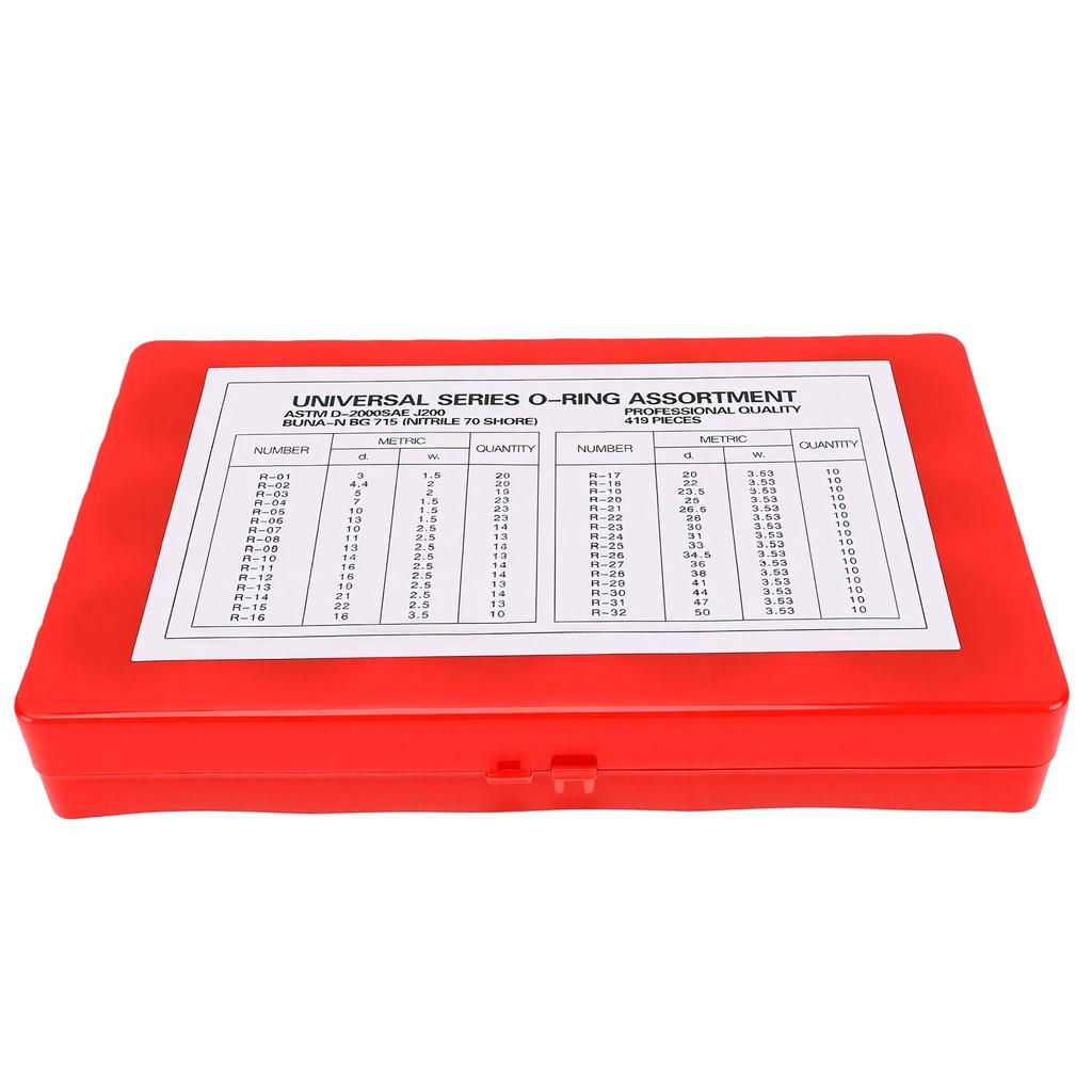 419PCS O Ring Kit Metric 32 Sizes 3 50mm Oil Proof Nitrile Rubber O Ring Washer Set for Automotive Hydraulic Plumbing