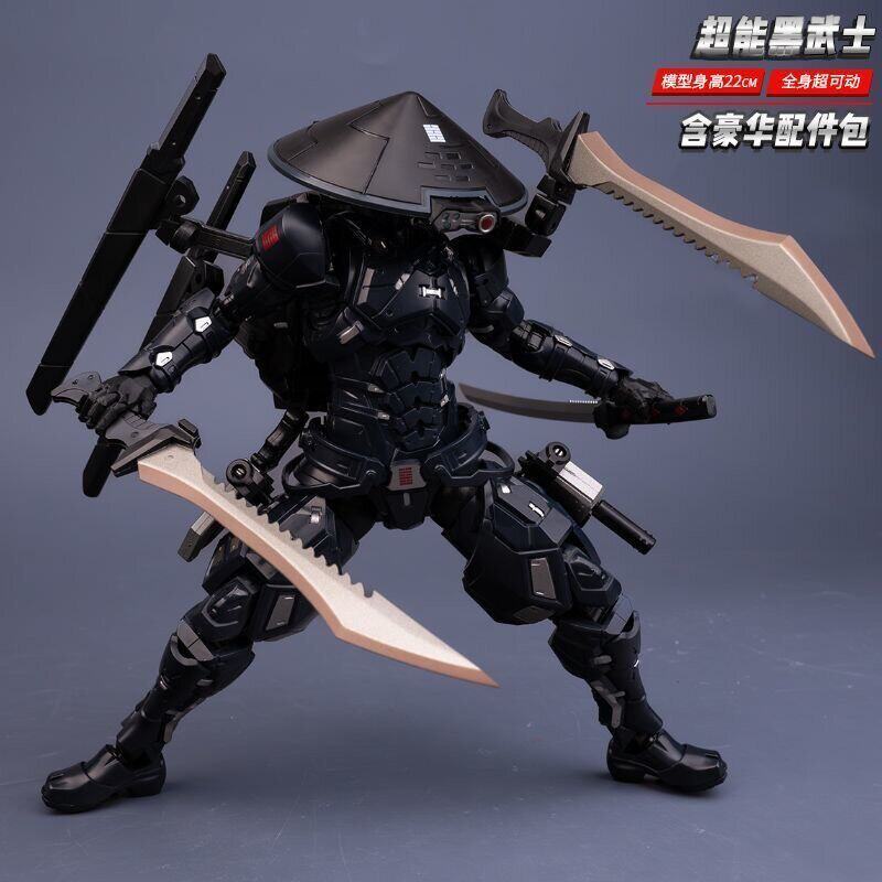 22Cm Super Black Warrior Sc001 Snake Eyes Action Figure 1/10 Mecha Ninja Articulated Figure Finished Model Collection Toys Hobby