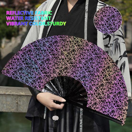 Folding Fan Portable Lightweight Decorative Bamboo Frame Reflective Butterfly Performance Hand Fan Party Decor