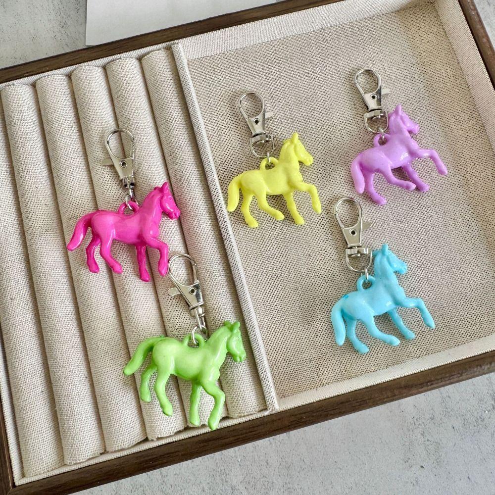 Cartoon Horse Pendant Keychain Creative Zodiac Horse Keychain Animal Key Ring  Backpack Decoration