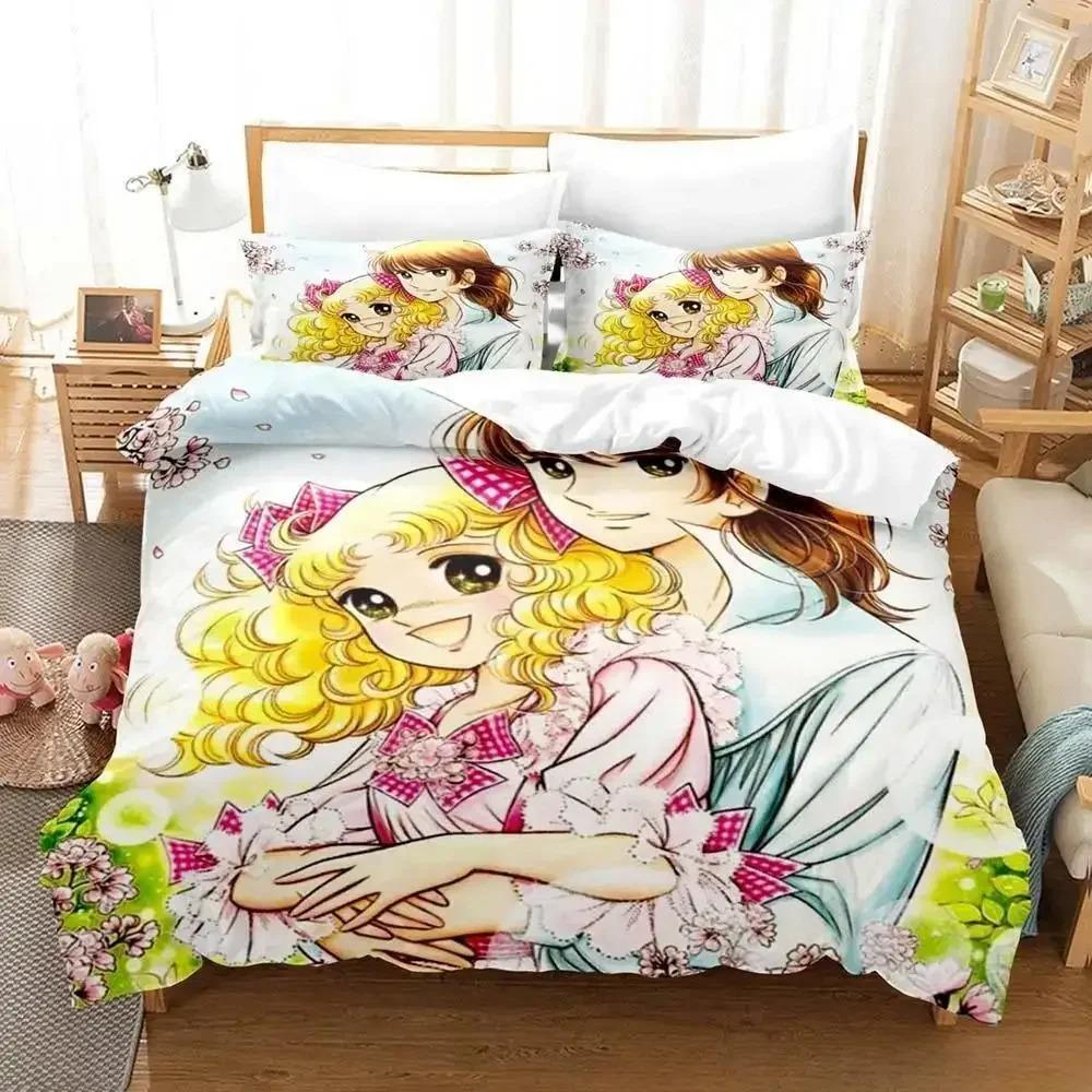 Manga Candy Bettwäsche-Set Einzelbett Twin Full Queen King Size Bettset Erwachsener Kind Schlafzimmer Bettbezug Sets 3D-Druck Anime Bettlaken-Set