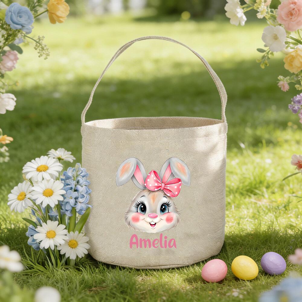 

Personalized Easter Basket with Name Kids Easter Basket for Boys/Girls Toddler Egg Hunt Tote Bag with Name Children Easter Gift