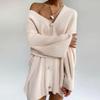 New Autumn Winter Casual Loose Solid Color Long-sleeved Pearl Button Sweater Cardigan Jacket for Women