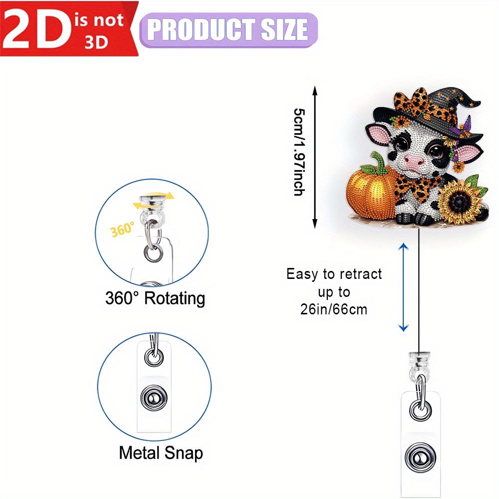 Cute Cow Badge Reel - Floral Bow Design, Scalable Clip for Nurses, Teachers, and Office Staff.