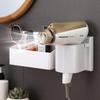 No-Drill Wall-Mounted Hair Dryer Holder with Storage Shelf