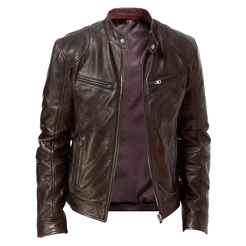 Fashion Men s Leather Jacket New Men s PU Leather Jacket Men s Motorcycle Wear Leather Men M
