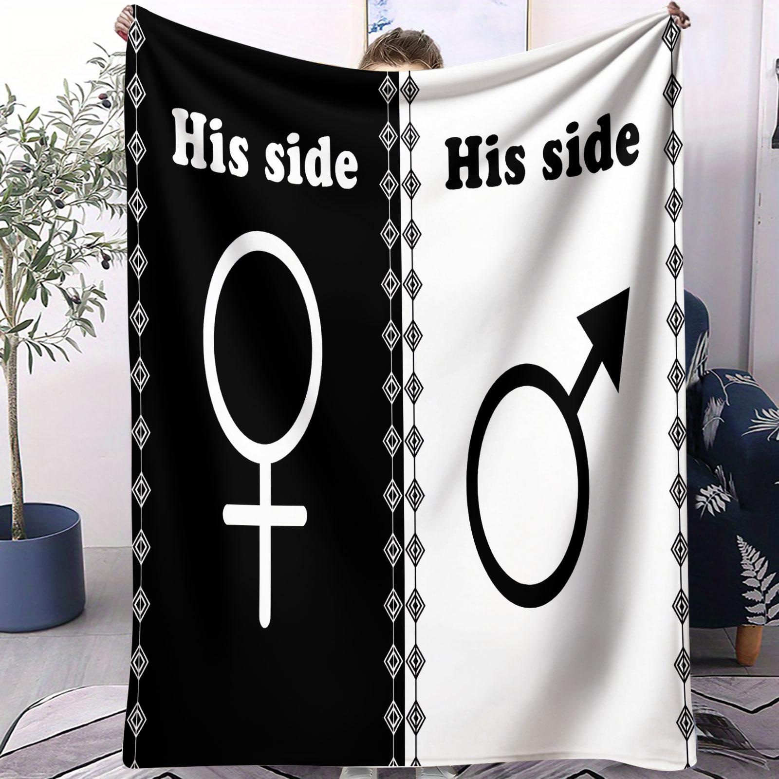King Queen Couple Flannel Blanket Romantic Heart Crown Print Throw Blanket for Home Ideal Valentine s Day Gift for Couples 75cmx90cm