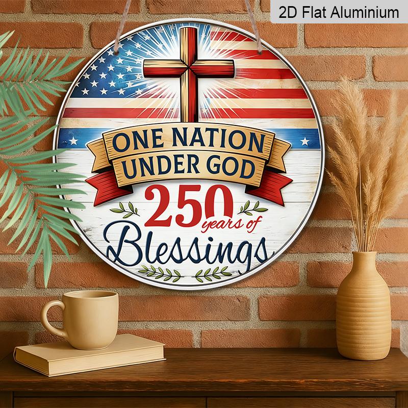 2D Flat 1pc Aluminum Independence Day-Themed Wall Decor 7.87 Inches X 7.87 Inches Commemorating the 250th Anniversary Memorial Day Patriotic Decor