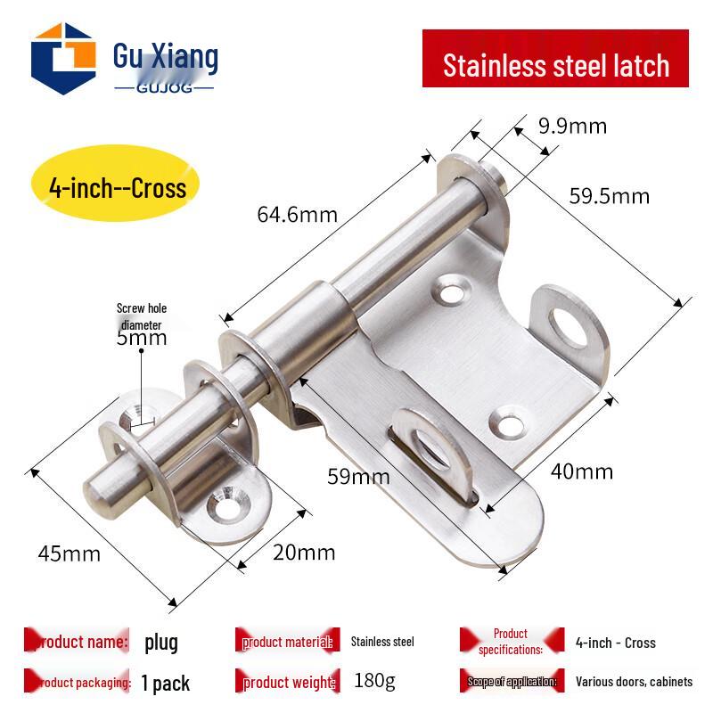 4-inch Heavy Duty Stainless Steel Surface Bolt with Hasp Lock