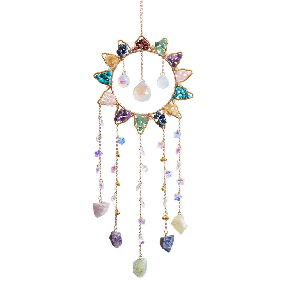Hot Selling Natural Healing Dream Catcher Tree Life Crystal Stones Hand-Woven Craft Wind Chime for Decoration