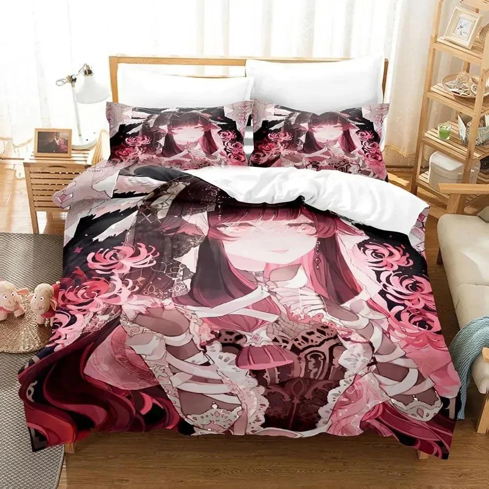 Anime Game Genshin Impact Columbina Bedding Set Duvet Cover Bed Set Quilt Cover Pillowcase Comforter king Queen Size Boy Adult