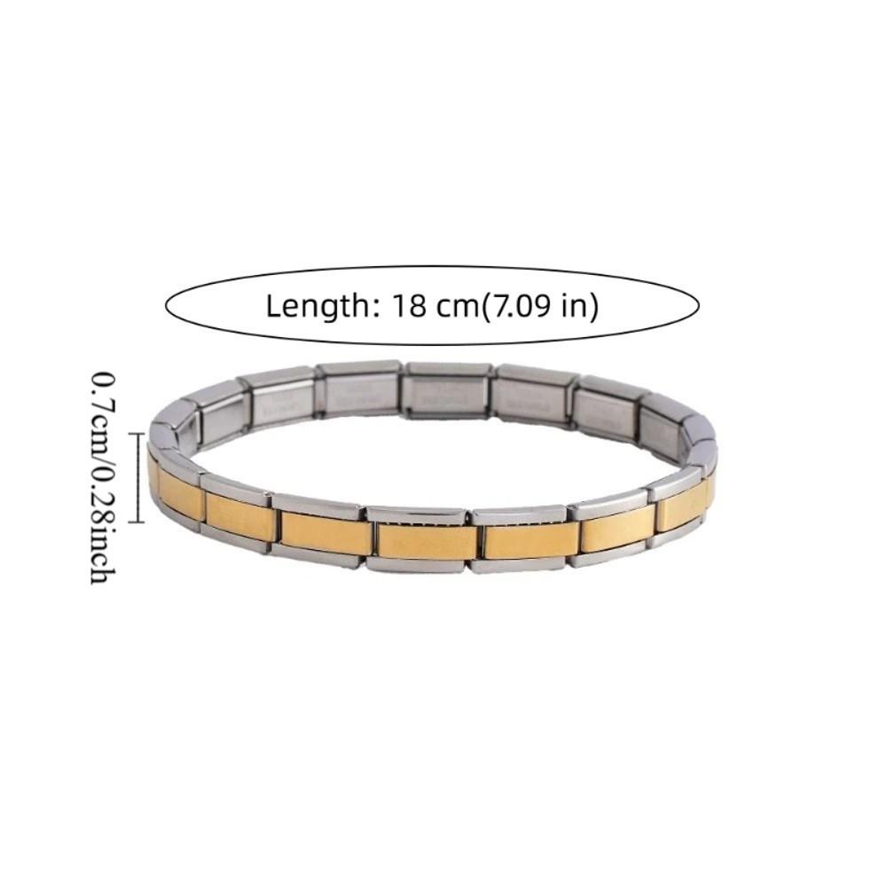 Stretchable Italian Chain Link Bracelet 7mm Popular Modular Stainless Steel Bracelet Square HipHop Elastic Hand Chain Jewelry