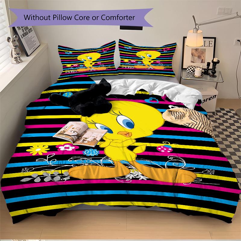 3pcs Tweety Bird Cover Set,Soft Comfortable Duvet Cover,Guest Room (1*Duvet Cover + 2*Pillowcases, Without Core) yy251024110