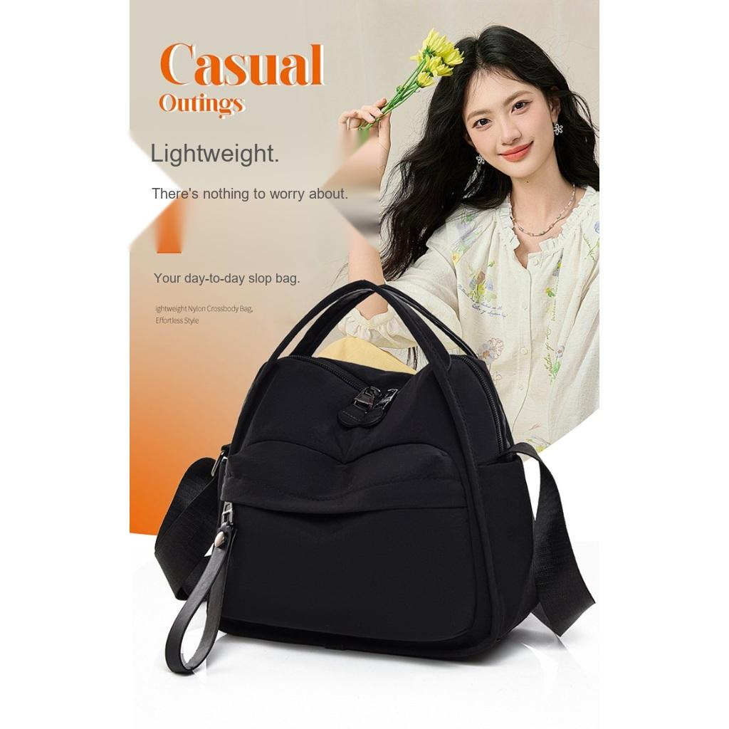 Shoulder Bag Women Nylon Multi Pocket Adjustable Strap for Daily Office