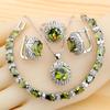 Luxury Olive Green Zirconia   Jewelry Sets For Women Wedding Earrings Necklace Ring Bracelet Wedding Gift