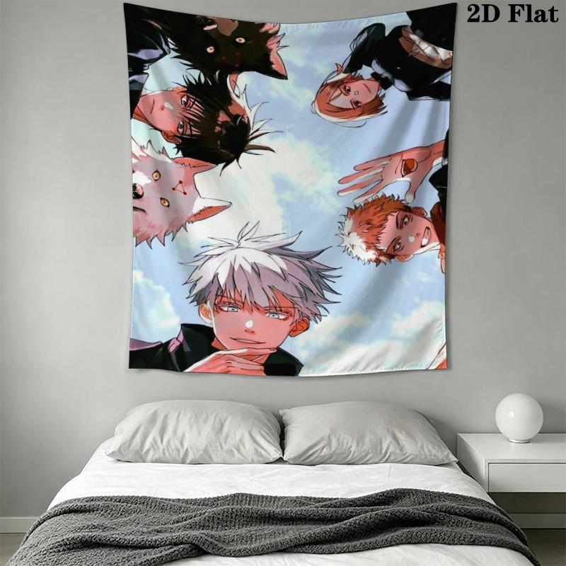 Jujutsu Kaisen Wall Tapestry Aesthetic Wall Hanging Printed Fabric Blanket Decorative Tapestries for Bedroom Living Room Home Decor