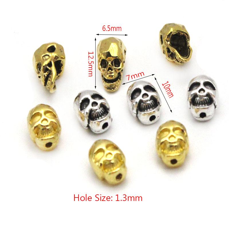20pcs/Lot Antique Silver Gold Skull Bead Spacer Bead Charms For DIY Beaded Bracelet Jewelry Handmade Making Supplies