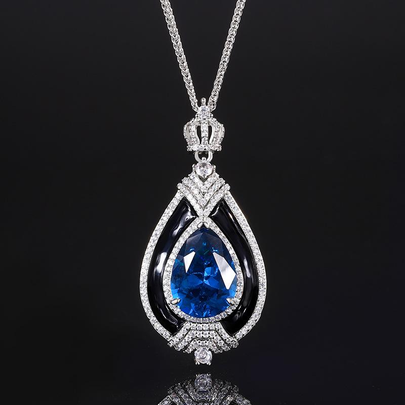 Autumn And Winter Jewelry Copper Bottom Gold-Plated Simulation Red Corundum Retro Water Drop Personalized Pendant Female 13 * 18