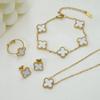 Anlaufschutz Schmuck Neueste Stilvolle Klee Ring Ohrringe Armband Kette Anhänger Kombi Geschenke Halskette Schmuckset für Frauen & Mädchen
