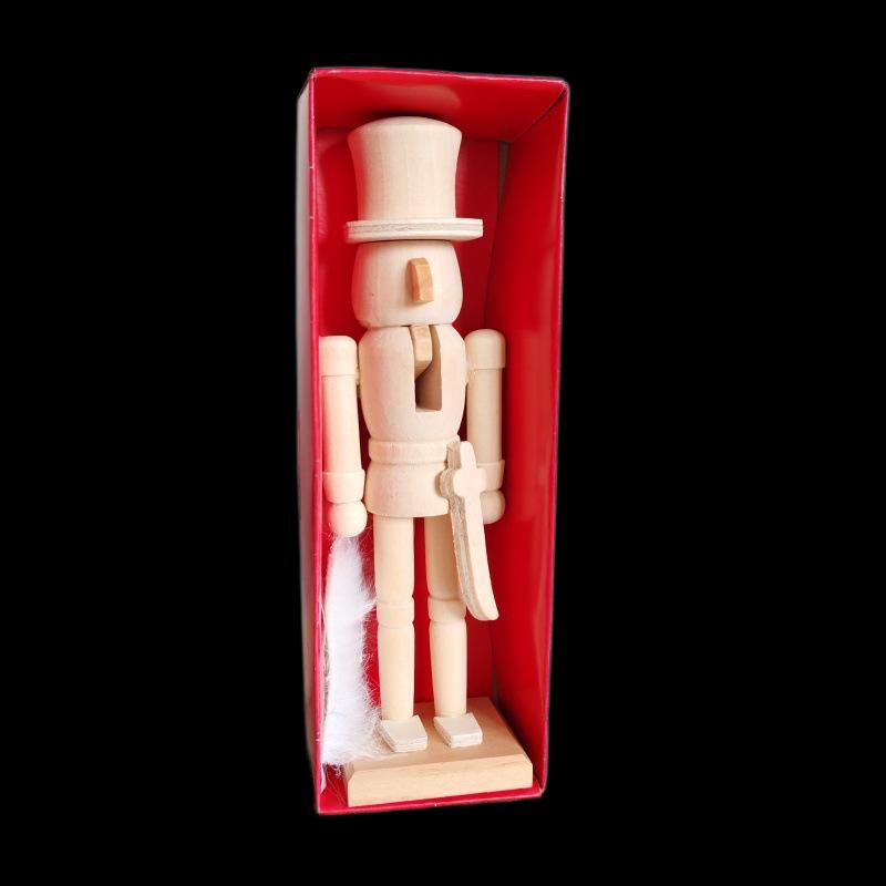 18Cm Unfinished Wooden Nutcracker Blank Soldier Doll With Paint Brush Pigment Diy Painting Craft For Christmas Home Decoration