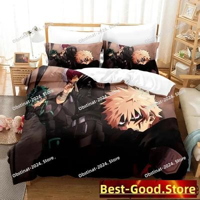 Anime My Hero Academia Set Biancheria da Letto Set Letto Stampato con Federa Copripiumino Letto Morbido Queen Super King Size Tessile per la Casaextile