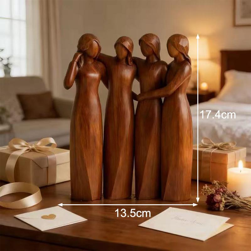 Natural Texture Sculpture Sisters By My Side Resin Figurine Hand-Painted Friendship Sculpture Friend Sister Birthday For Women