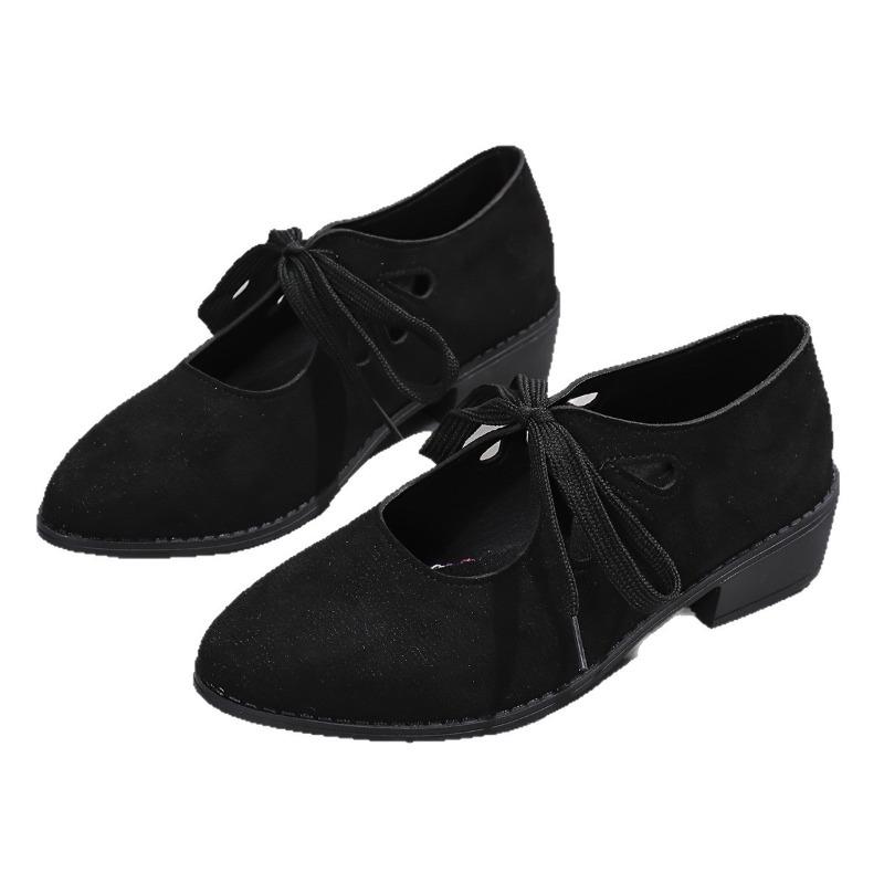 Women's Wide Width Lace-Up Flats, Pointed Toe Low Cut Oxfords, European Comfort Shoes for Women