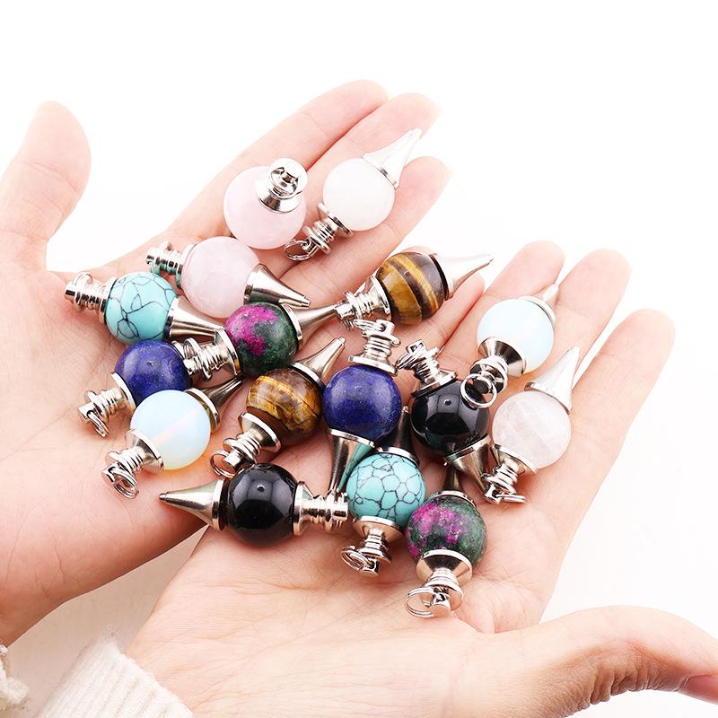 Handmade Crystal Stone Pendulum Necklace & Keychain Ornament