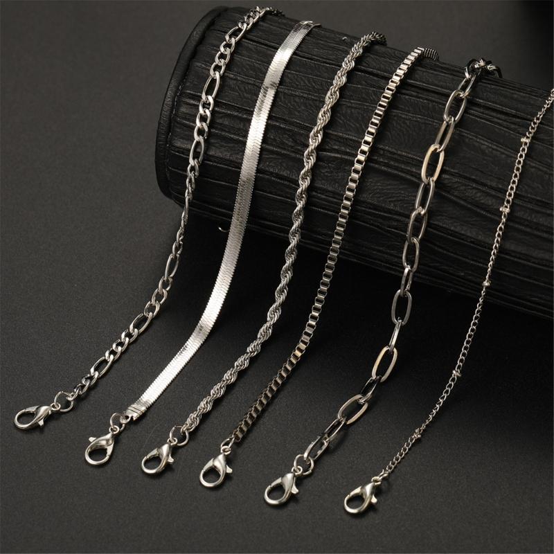 6 Pieces Waterproof 14K Gold Plated Stackable Bracelets for Women Dainty Cuban Link Paperclip Chain Jewelry Set