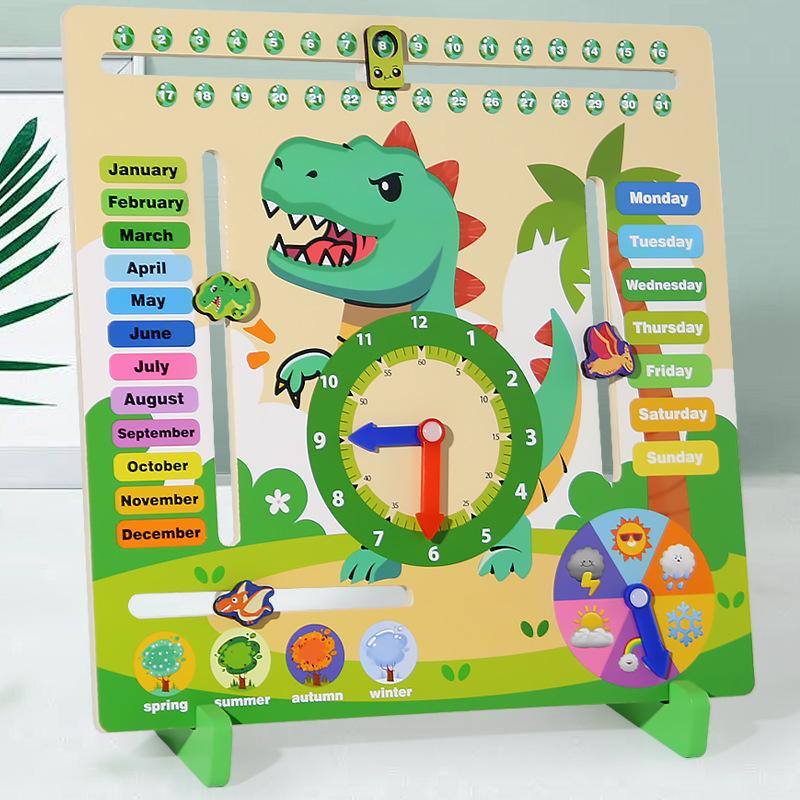 

Деревянные детские развивающие когнитивные динозавры 6в1 календарь часы месяц четыре сезона неделя время погода обучающие игрушки