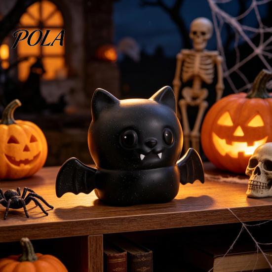 Cute Bat Desk Decoration Halloween Glitter Squeeze Stress Ball, Soft TPR Slow Rising Fidget Toy Washable Relief Ball for Anxiety Relief, Decompression