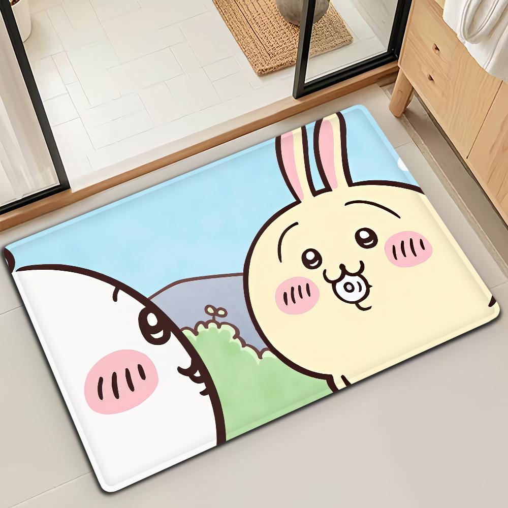 Cute Cartoon C-Chiika-waE Usagi Door Mat Bath Microfiber Decorative Versatile Flannel Floo Mat Quick Dry Absorbent Non-slip Sole