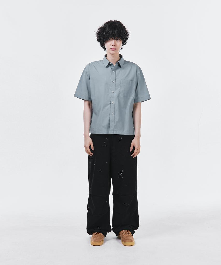 SIGNATURE Summer Oxford Crop Half Shirt [Blue]