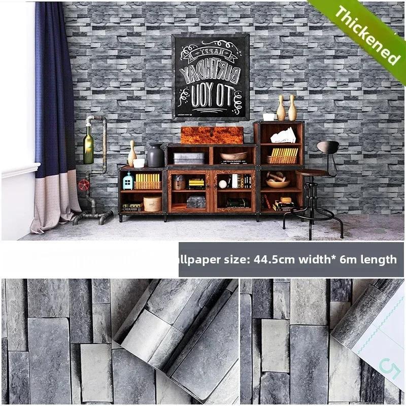 Vintage 3D Brick Wall Sticker Thickened Self Adhesive Faux Stone Panel for Industrial Cafe Restaurant Background Decor