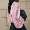 Talenza Spring Pink Blouses Women'S Fashion High-Neck Ruffled See-Through New Shirt Casual Loose Chic Commuter Female Shirt Top