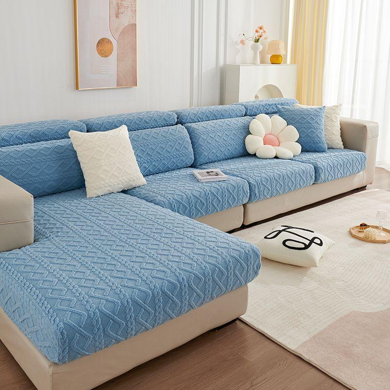 New Jacquard Sofa Cover Full Package Four Seasons Universal Set Winter Plush Sofa Cover Modern Thickening Warm Non-Slip Cushion