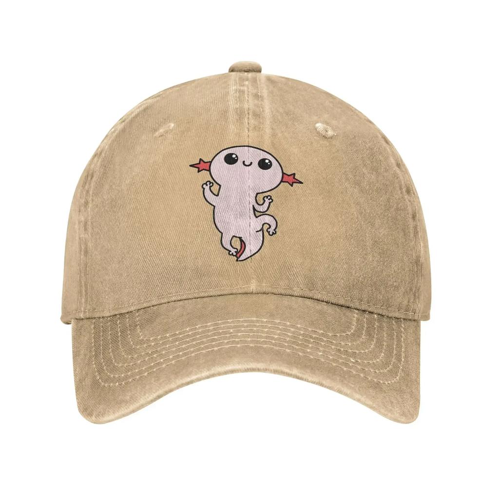 Vintage Cartoon Axolotl Baseball Caps Unisex Style Distressed Cotton Snapback Hat  Outdoor Summer  Unstructured Soft Hats Cap