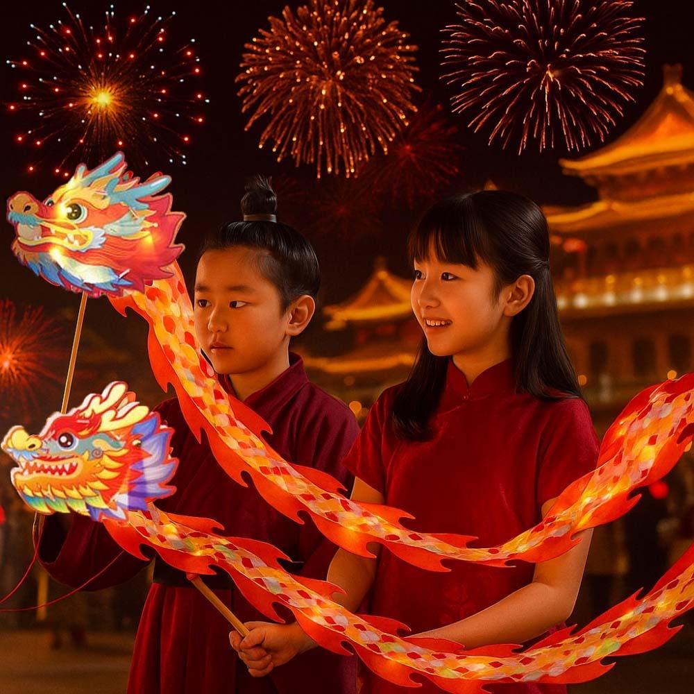Handmade Children's Loong Lantern Chinese Style Dragon Lantern Dance Mid-Autumn Festival Lamp  Kids