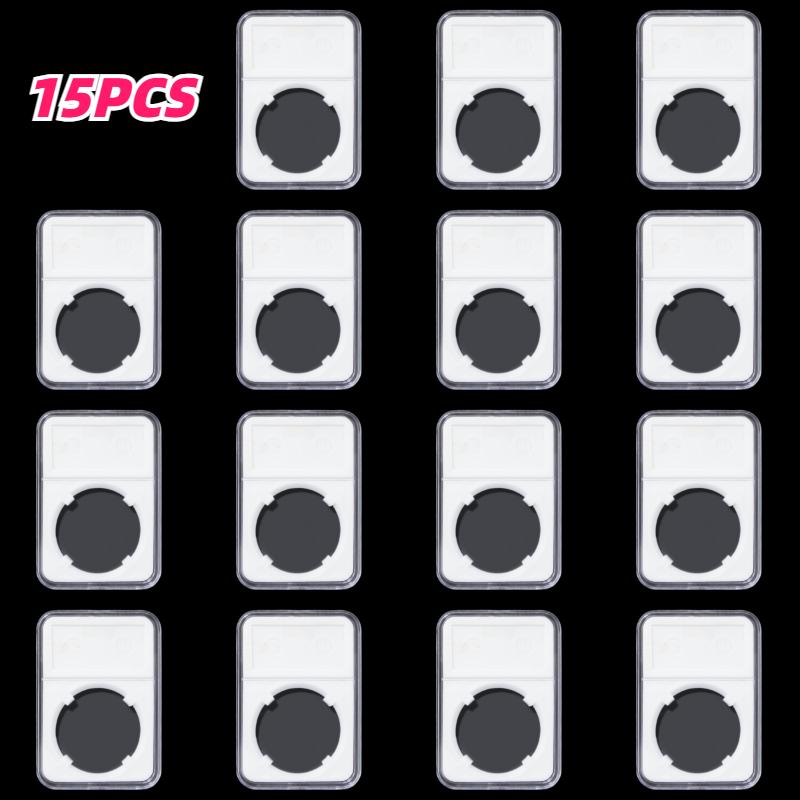 

15pcs Thickened Silvery Dollar Storage Display Boxes for Morgan/Peace/IKE Silvery Dollars Dustproof Scratch-Resistant Protective
