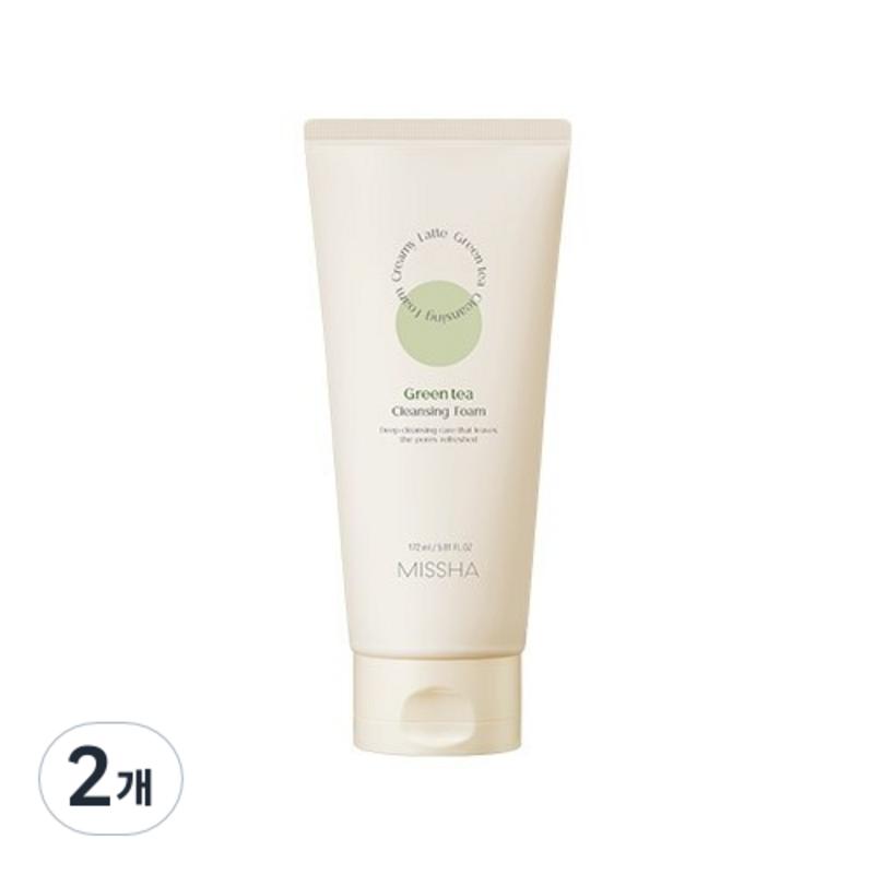 Missha Creamy Latte Cleansing Foam Green Tea, 172ml, 2 pcs