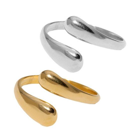 Women Finger Ring Minimalist Geometric Design Adjustable Fit Open Ring Stainless