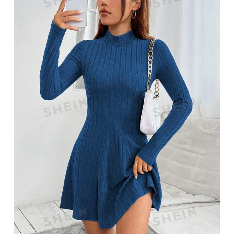 Women's Fashion Casual Spring Fall Solid Color Print  Long Sleeve Half Turtleneck Blouses & Shirts
