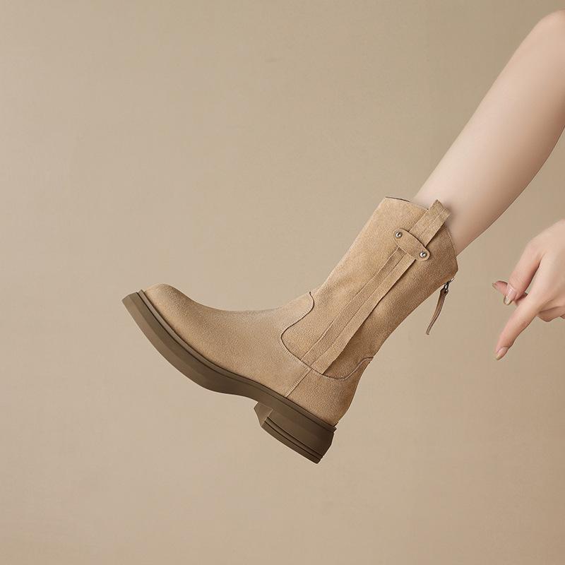 

Отлично носить~ Ретро матовые замшевые ковбойские сапоги женские рыцарские короткие сапоги на платформе 40