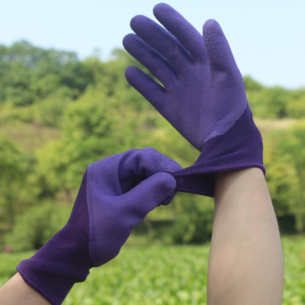 4Pairs Prick-proof Design Gardening Gloves Latex Material Protective Gloves  Outdoor Use