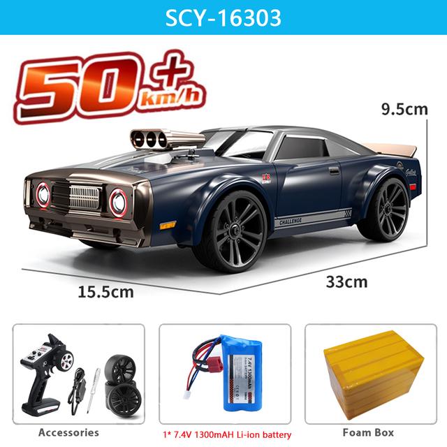 

Новый 1:16, 50 км/ч, автомобиль с дистанционным управлением, 4WD, бесщеточный, светодиодный, с дистанционным управлением, Muscle Car, высокоскоростной дрифт, гоночный детский подарок, игрушечная модель 1 battery синий