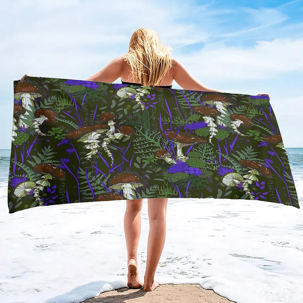 Mushrooms Microfiber Beach Towel,Bath Towel Oversized,Super Soft Water Absorbent Bath Towels for Bathroom Pool Swim Sport Autumn