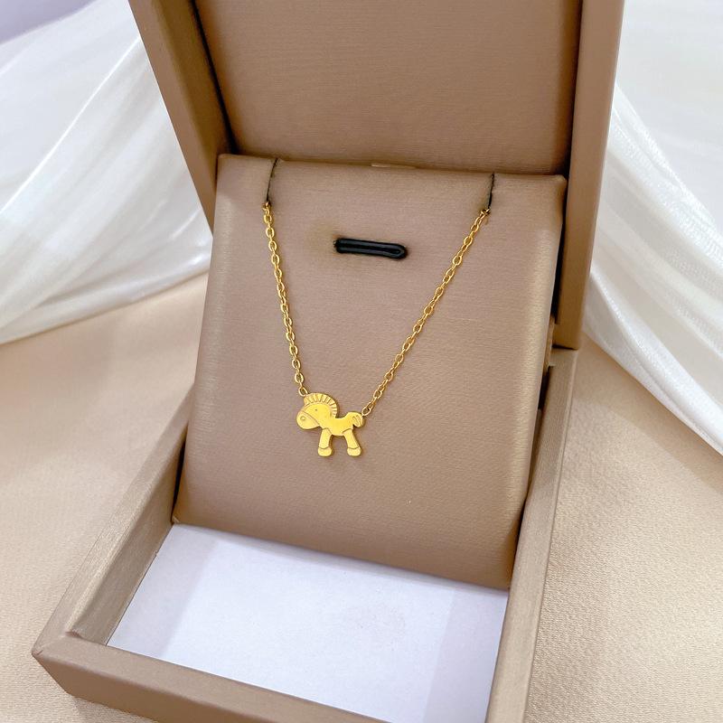 Popular Element Personality Minimalist Wind Furnace Real Gold Necklace Female Collarbone Chain