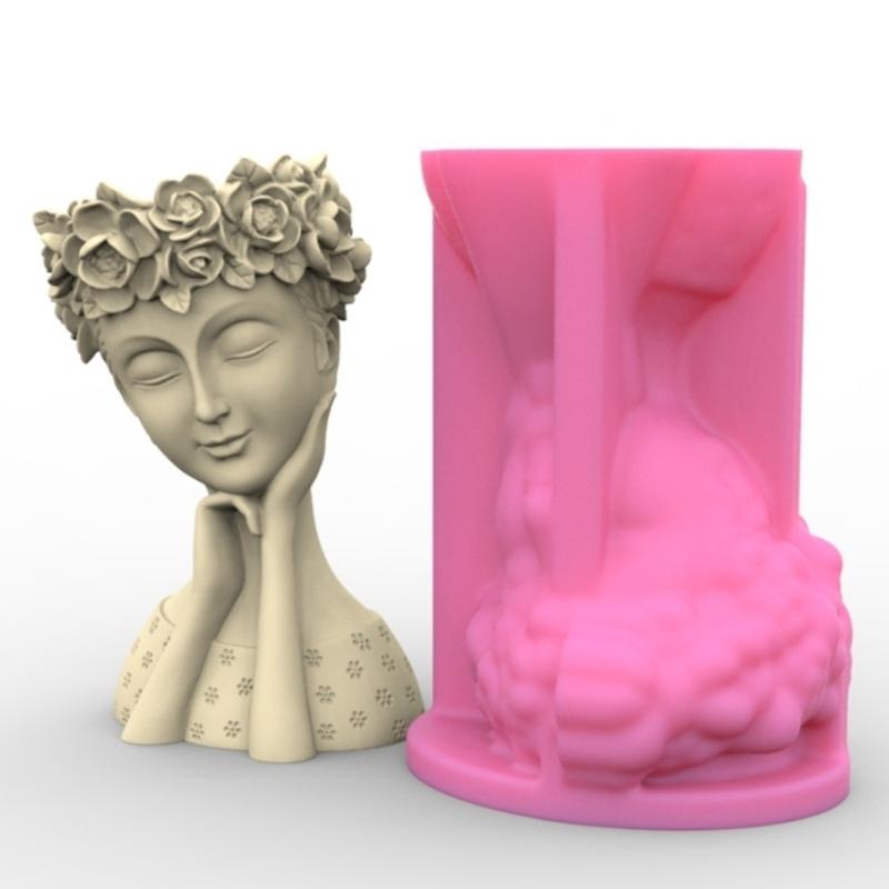 Planter Vase Mould Artistic Figure Cements Mold Silicone Material Suitable for DIY Hand-Making Succulent Plant Flowerpot